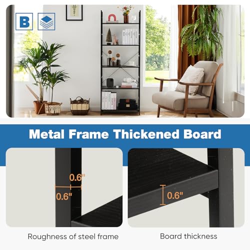 5 Tier Black Bookcase Set of 2 C880