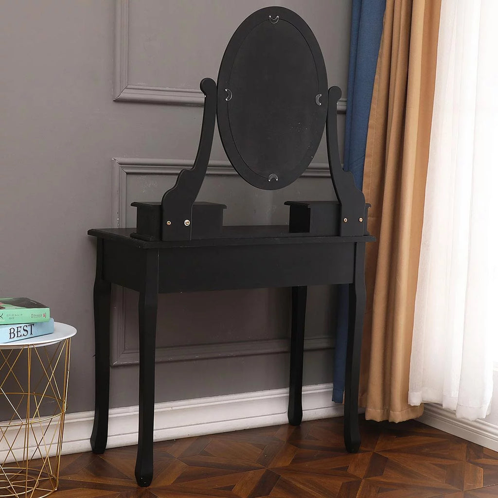 Black Vanity Makeup Dressing Table Set with Stool G898287