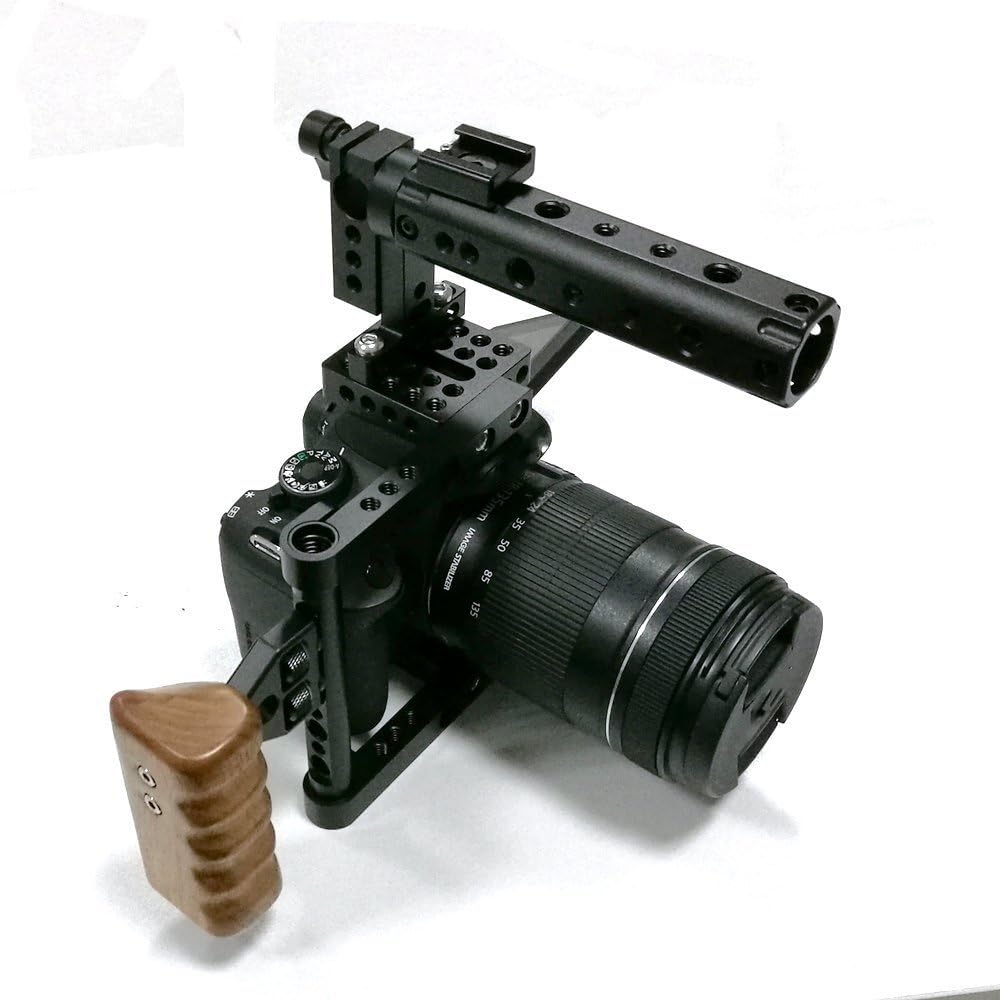 DSLR Camera with Cage Top Handle Wood Grip J788668