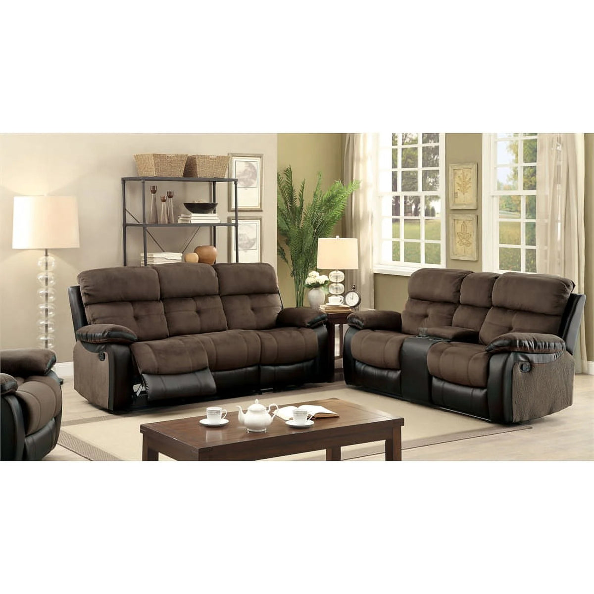 Faux Leather Reclining Sofa Y18475