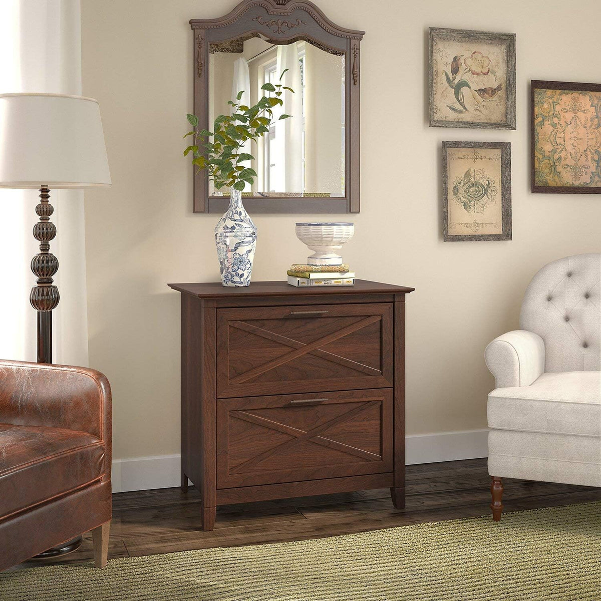 2 Drawer Lateral File Cabinet in Washed Gray G98194