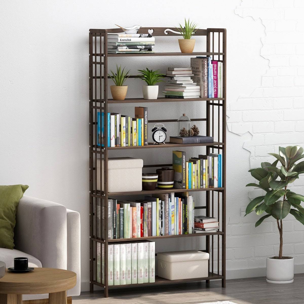 Solid Wood Etagere Bookcase Bookshelf V642522