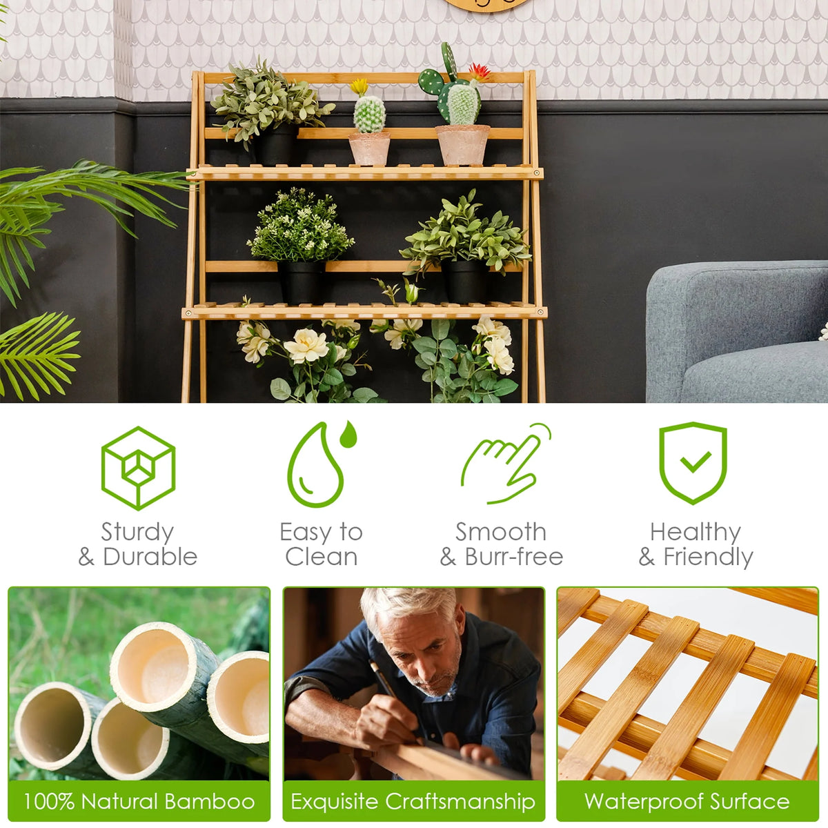 3 Tier Bamboo Flower Pot Shelf Stand M8406