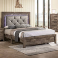 Rustic Natural Tone Tufted Panel Bed Queen V1003