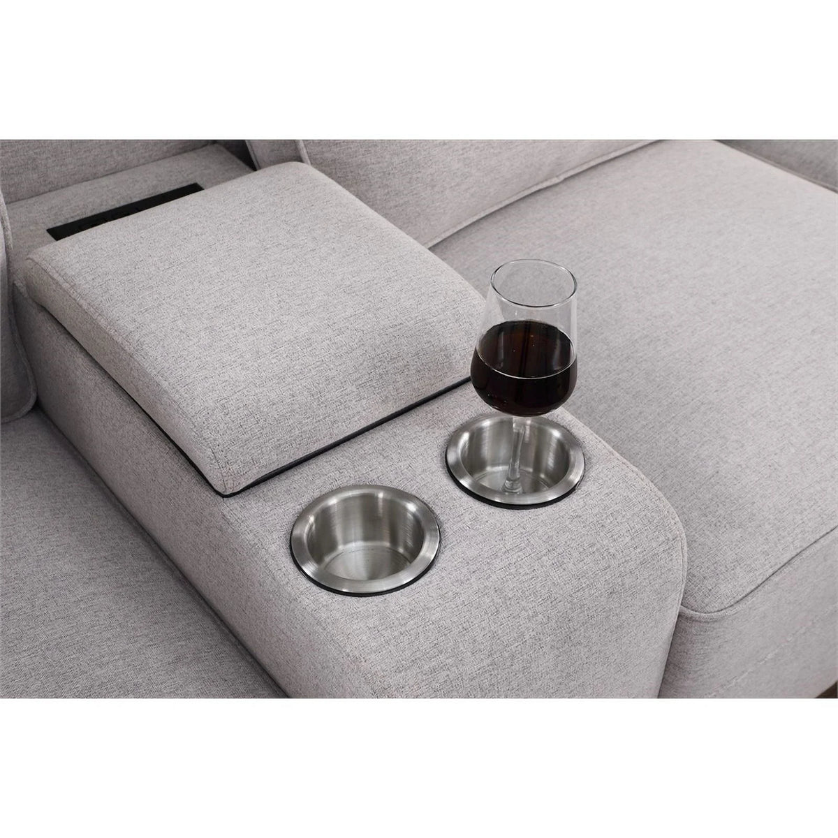 Light Gray Linen Fabric Upholstered Sectional P8068