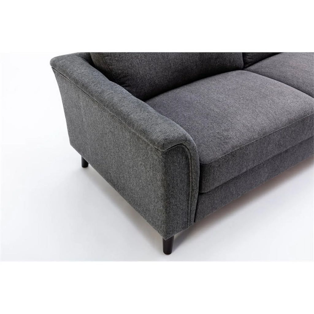 3-Piece Linen Fabric Sofa Set with Tufted Arms in Dark Gray V86396