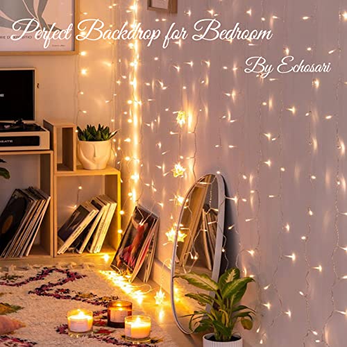 300 LED Battery Operated Curtain Lights with Remote Timer Warm White Y1417
