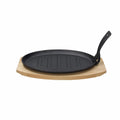 Cast Iron Oval Frying Pan with Beech Trivet 27x17cm I326572