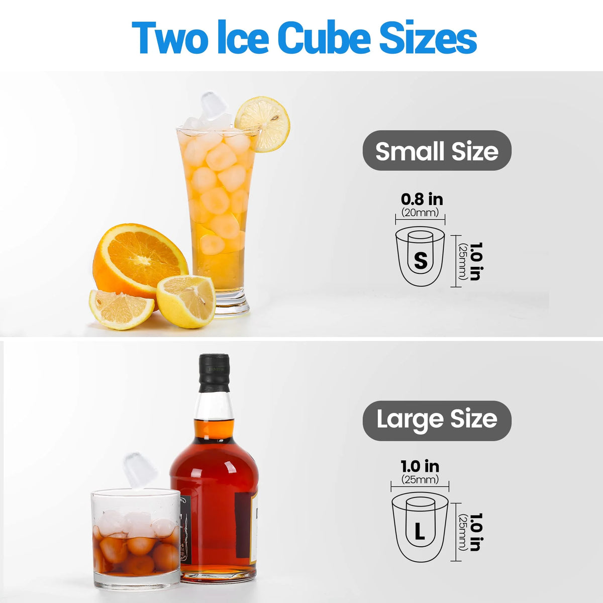 Countertop Ice Maker Machine 2 Ice Sizes 26.5 lbs 1.1L E121145