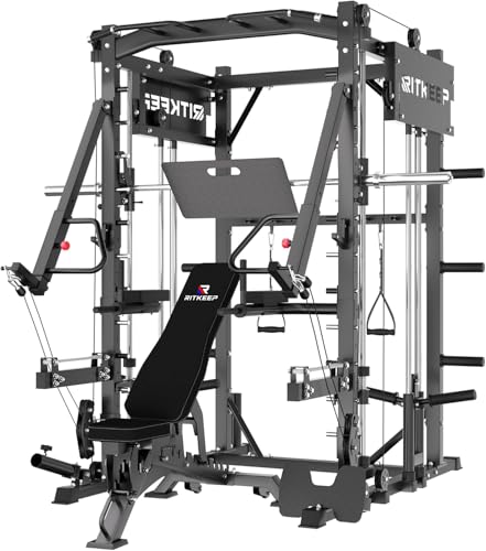 Smith Machine with Adjustable Weight Bench and Pulley System S414