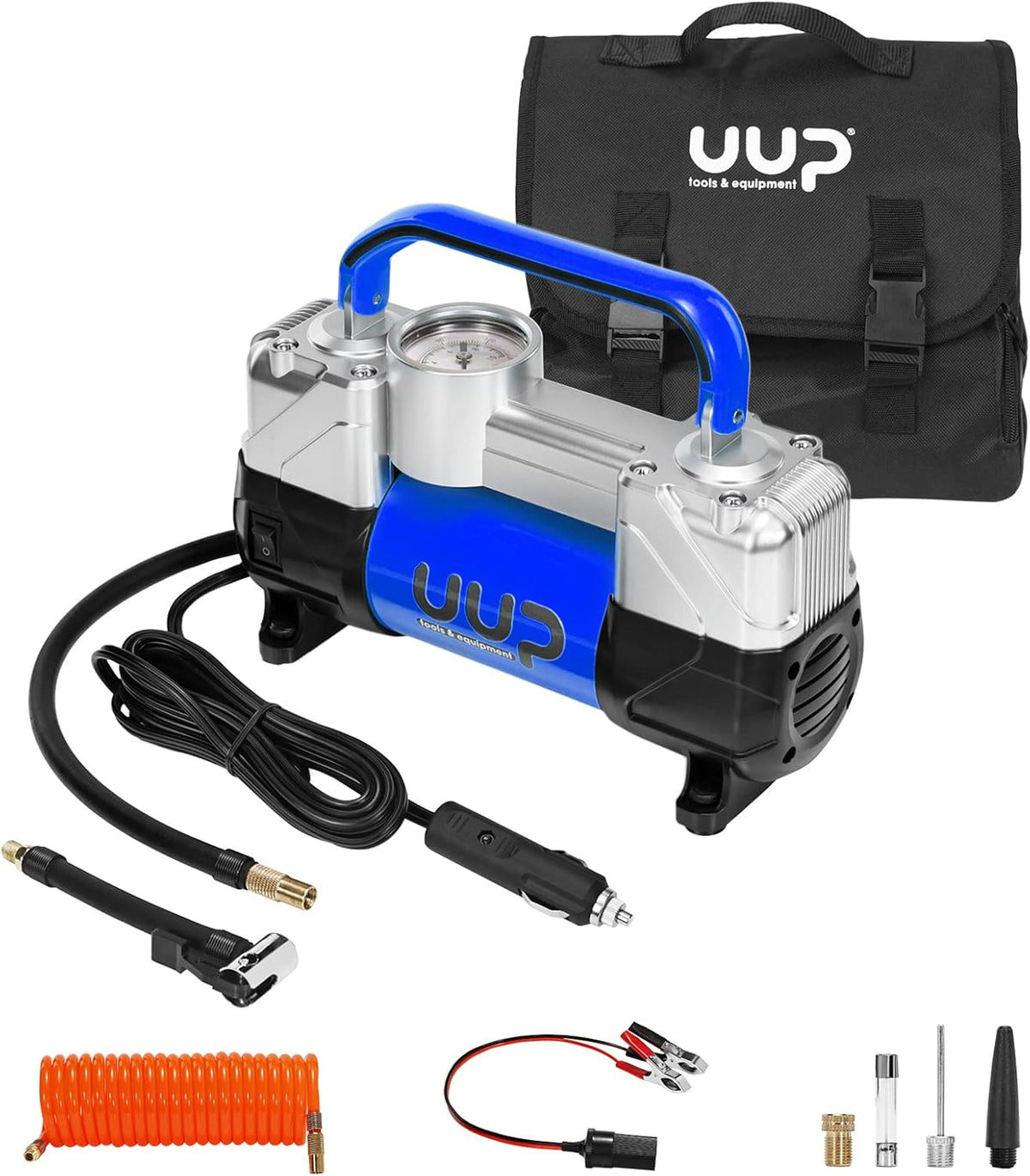 Portable Air Compressor Tire Inflator with 12V DC, Metal Air Pump T2824