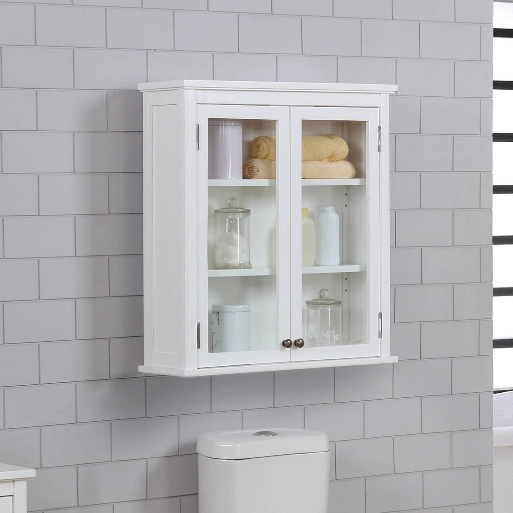 Wall Mounted Bath Storage Cabinet with Glass Cabinet Doors Z443085