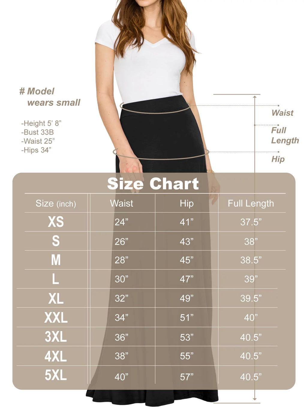 Solid Maxi Skirt with Elastic Waist Band L562