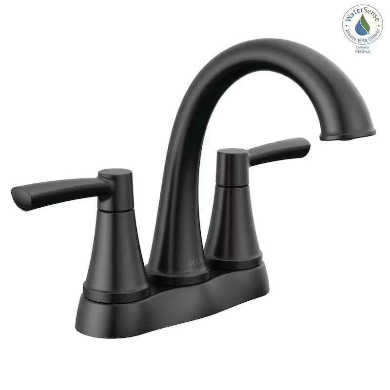 4 in. Centerset Double Handle Bathroom Faucet in Matte Black H16115