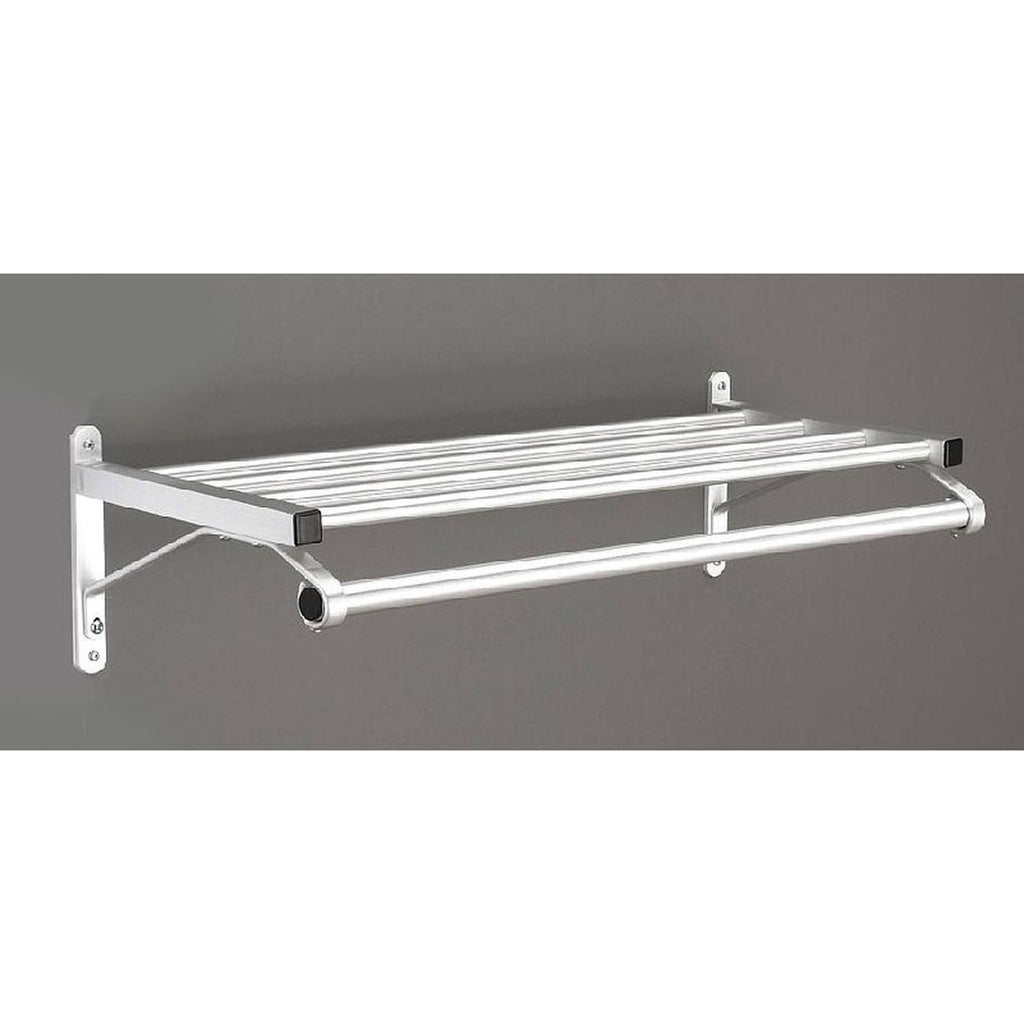 Satin Aluminum Coat Rack with 1 Shelf Y819336