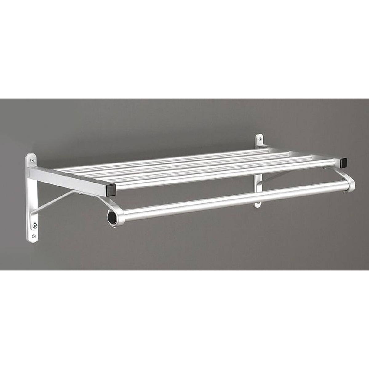 Satin Aluminum Coat Rack with 1 Shelf Y819336
