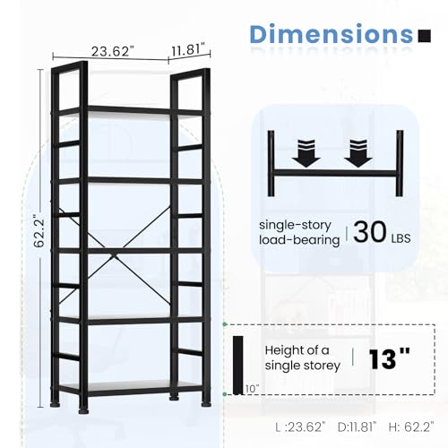 5 Tier Black Bookcase Set of 2 C880