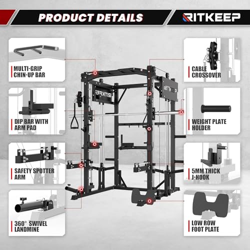 Smith Machine with Adjustable Weight Bench and Pulley System S414