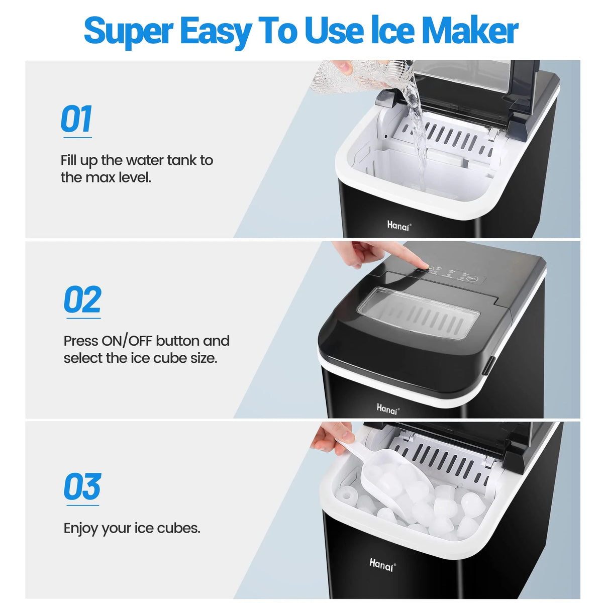 Countertop Ice Maker Machine 2 Ice Sizes 26.5 lbs 1.1L E121145