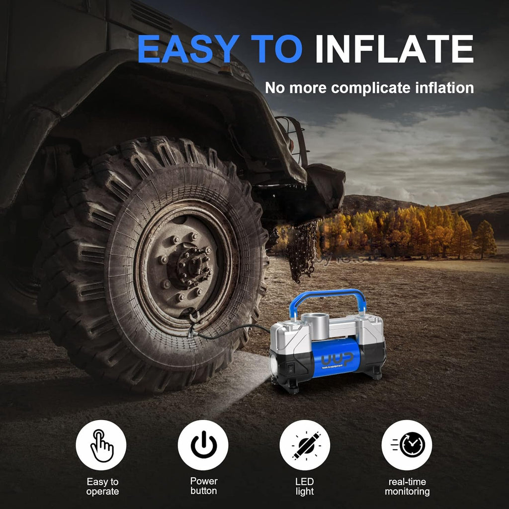 Portable Air Compressor Tire Inflator with 12V DC, Metal Air Pump T2824