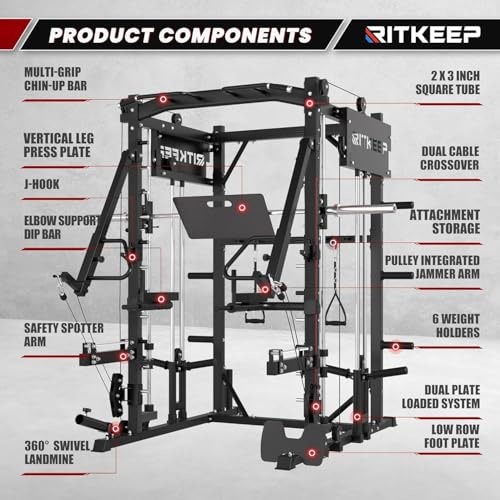 Smith Machine with Adjustable Weight Bench and Pulley System S414