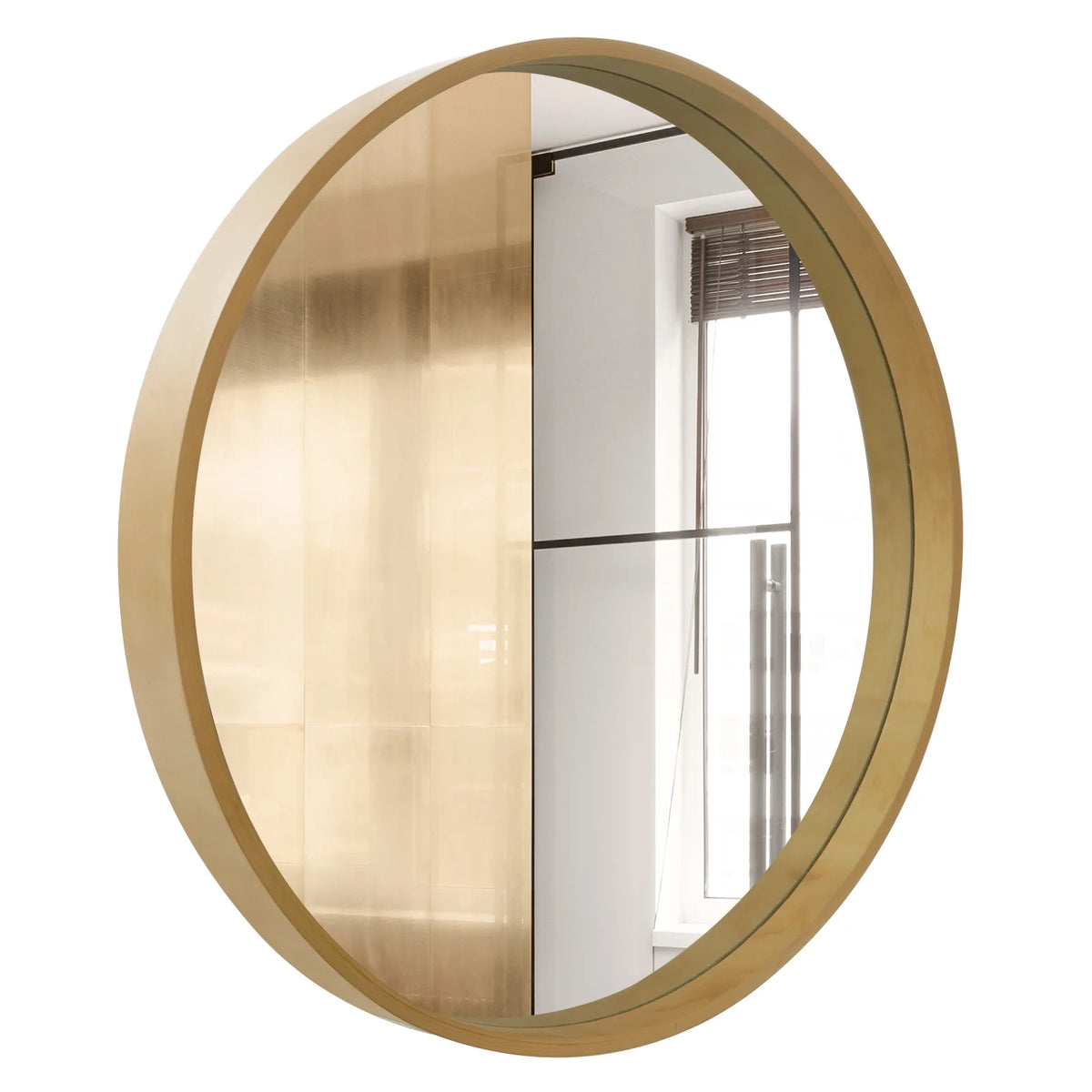 Round Wood Frame Wall Mounted Mirror 24" Y4116