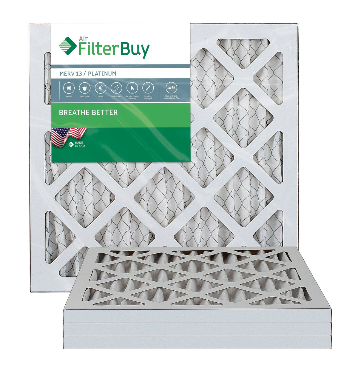 10x16x1 MERV 13 Pleated AC Furnace Air Filter, Pack of 4 J243