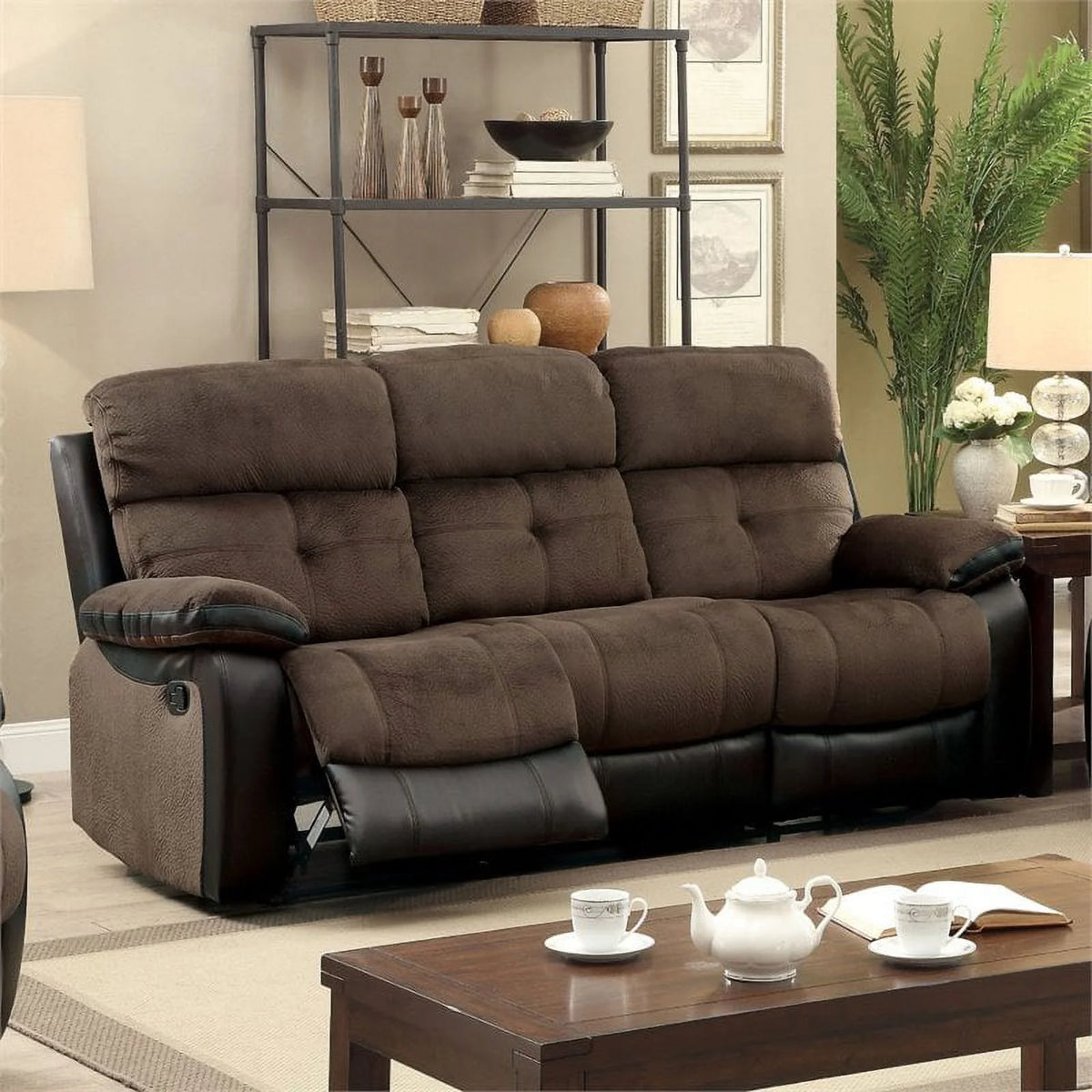 Faux Leather Reclining Sofa Y18475