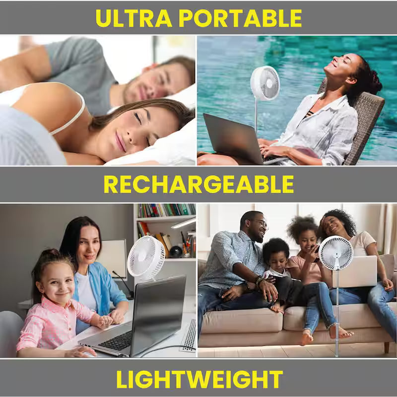 2-in-1 Adjustable-Height 40 in. Portable Rechargeable 3-Modes Pedestal Fan G637