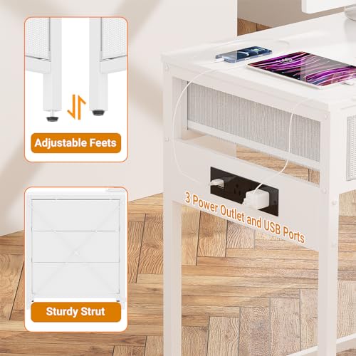 White Reversible Computer Desk with 5 Drawers F214