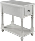 Narrow 2 Tier Solid Wood End Table with Drawer M788748