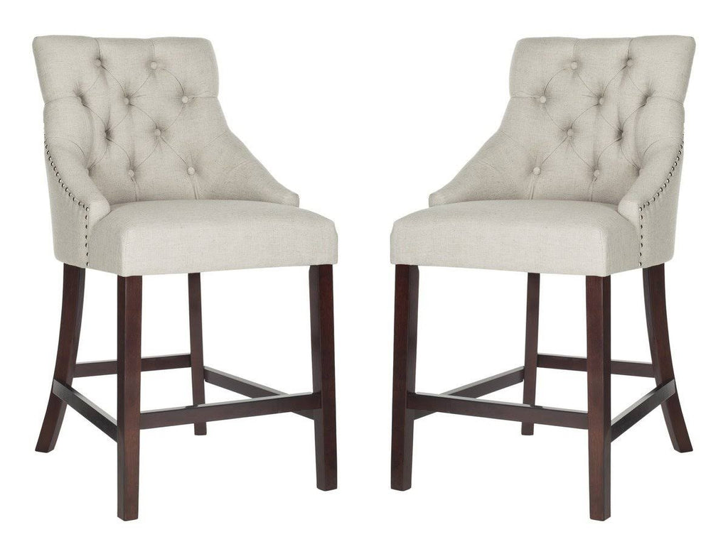 Light Grey Tufted Wing Back Counter Stool H21246