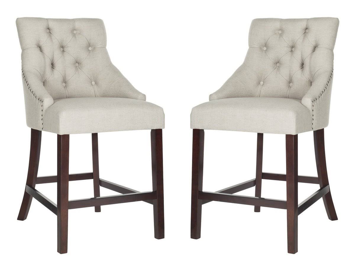 Light Grey Tufted Wing Back Counter Stool H21246
