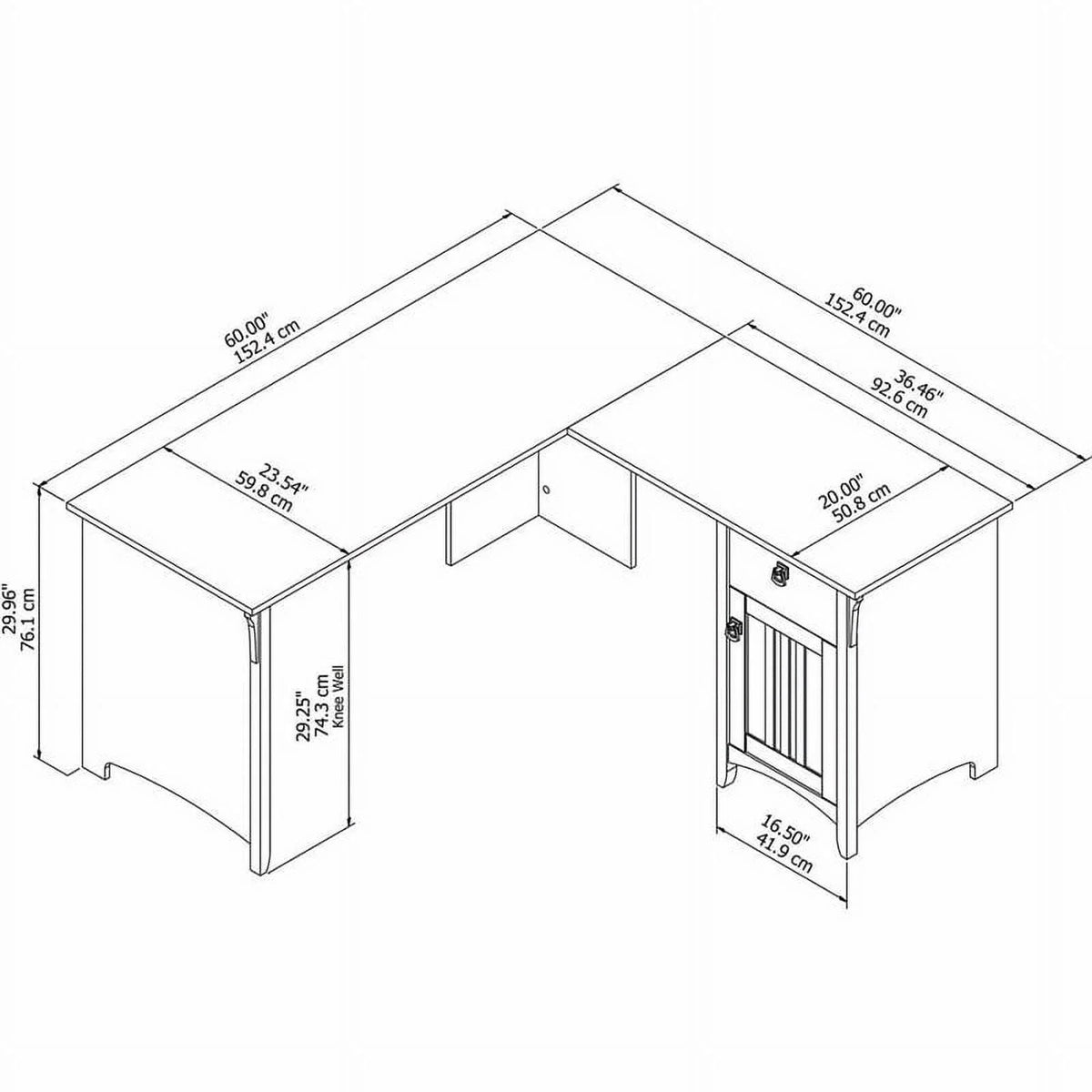L Shaped Desk with Storage A526