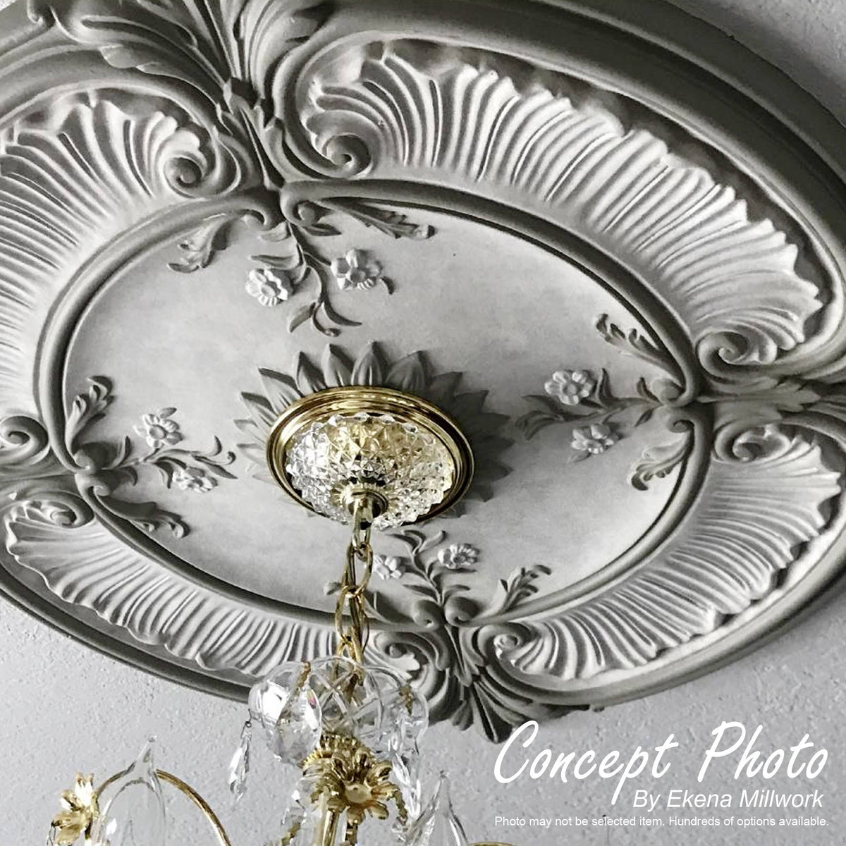 30 1/8x22OD x 1 1/2x22P Acanthus Leaf Ceiling Medallion Hand-Painted Witch Hazel Crackle X841367