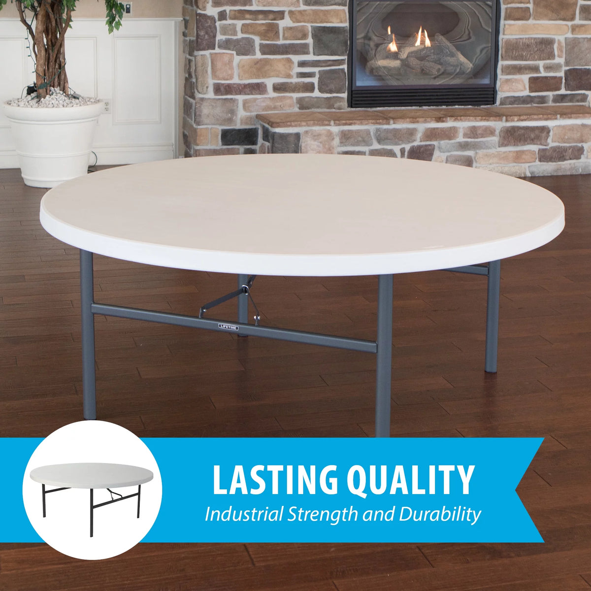 72-Inch Round Table White Granite 12 Pk J35616