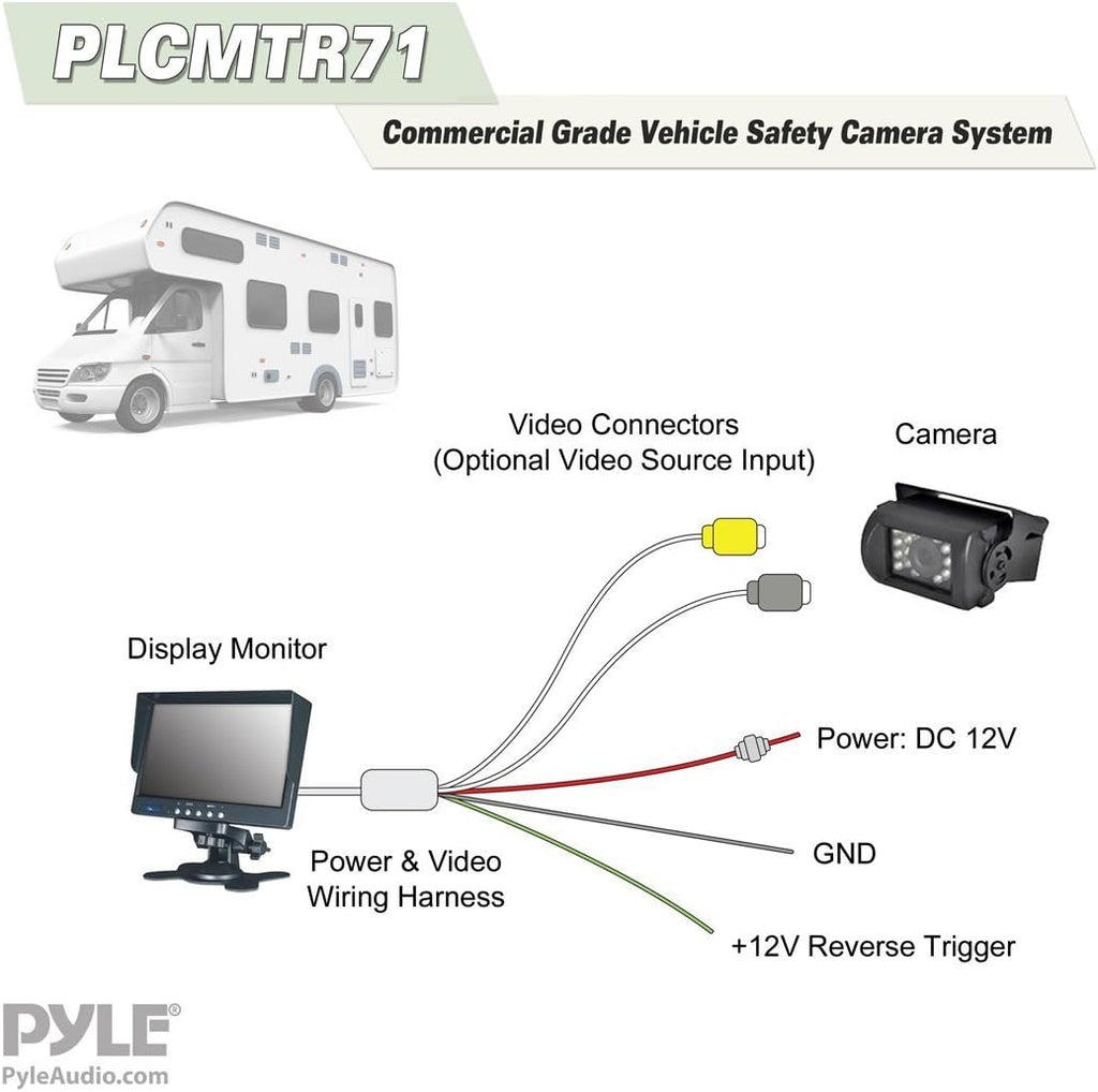 7" Monitor Dual DC 12-24V Backup Camera System Q31987