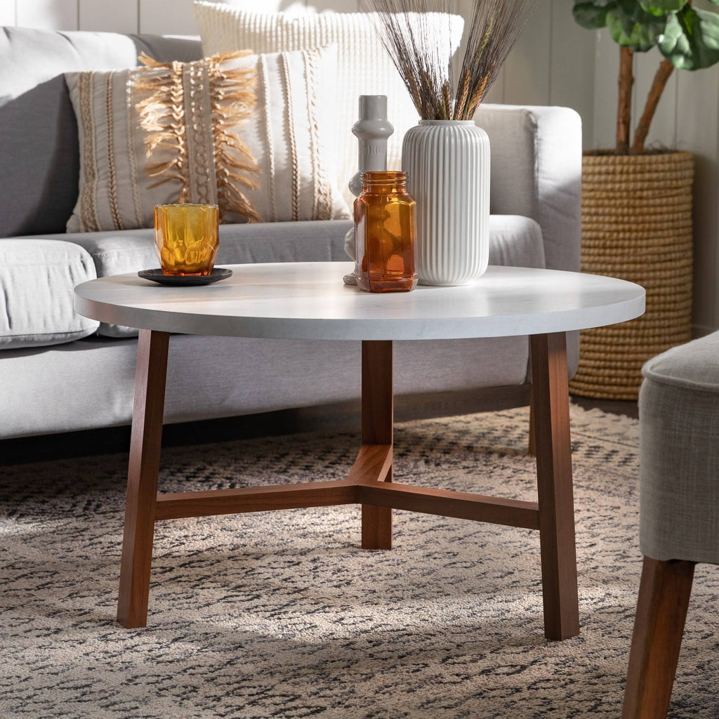 Round Faux Marble Top Coffee Table F984
