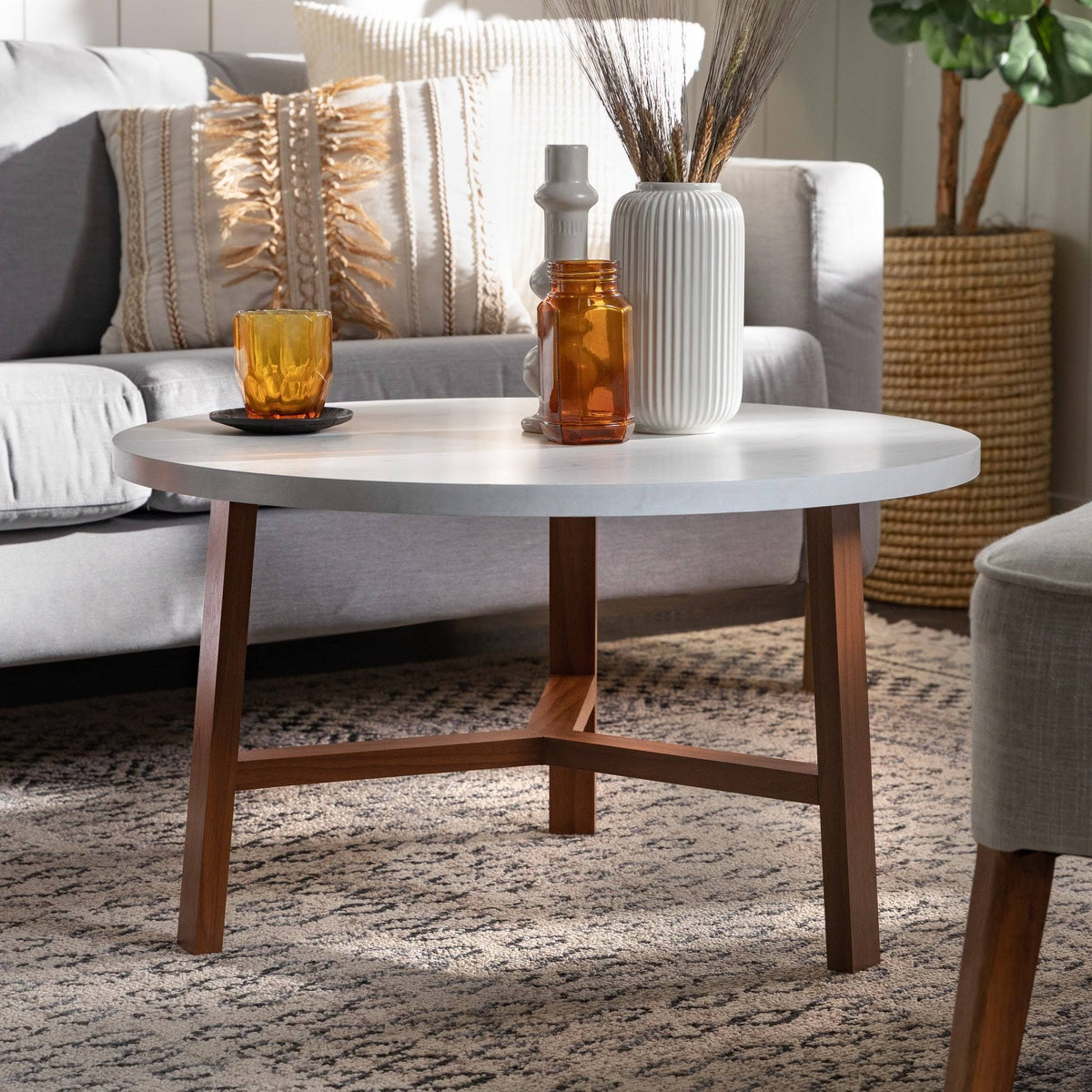 Round Faux Marble Top Coffee Table F984