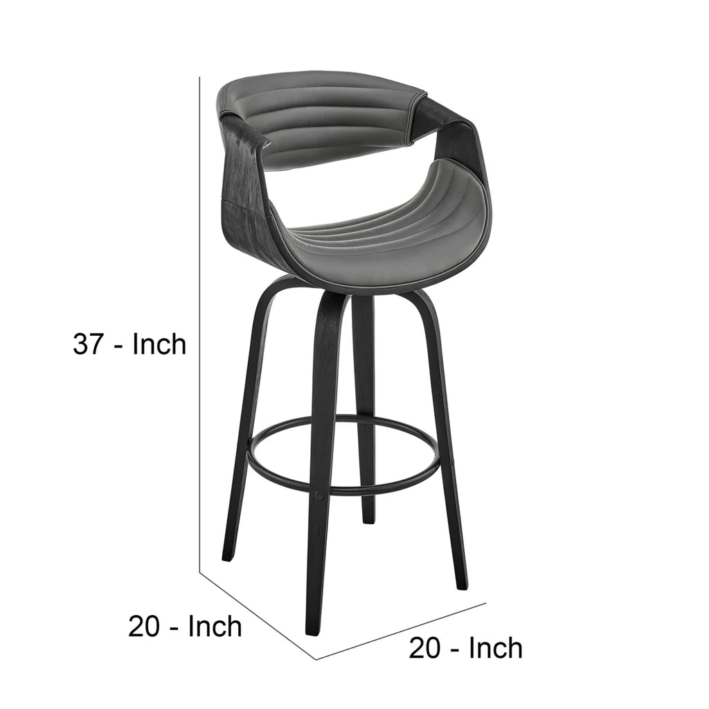 Gray and Black Swivel Counter Stool with Leatherette Bucket Seat F248