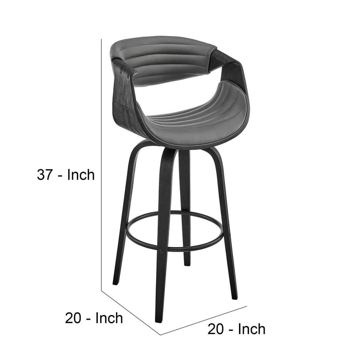 Gray and Black Swivel Counter Stool with Leatherette Bucket Seat F248