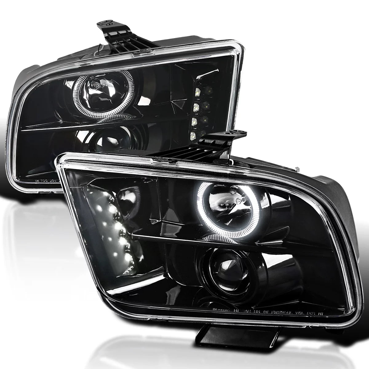 Jet Black LED Projector Headlights Left + Right Pair N3382