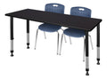Height Adjustable Classroom Table with 2 Stack Chairs A76322