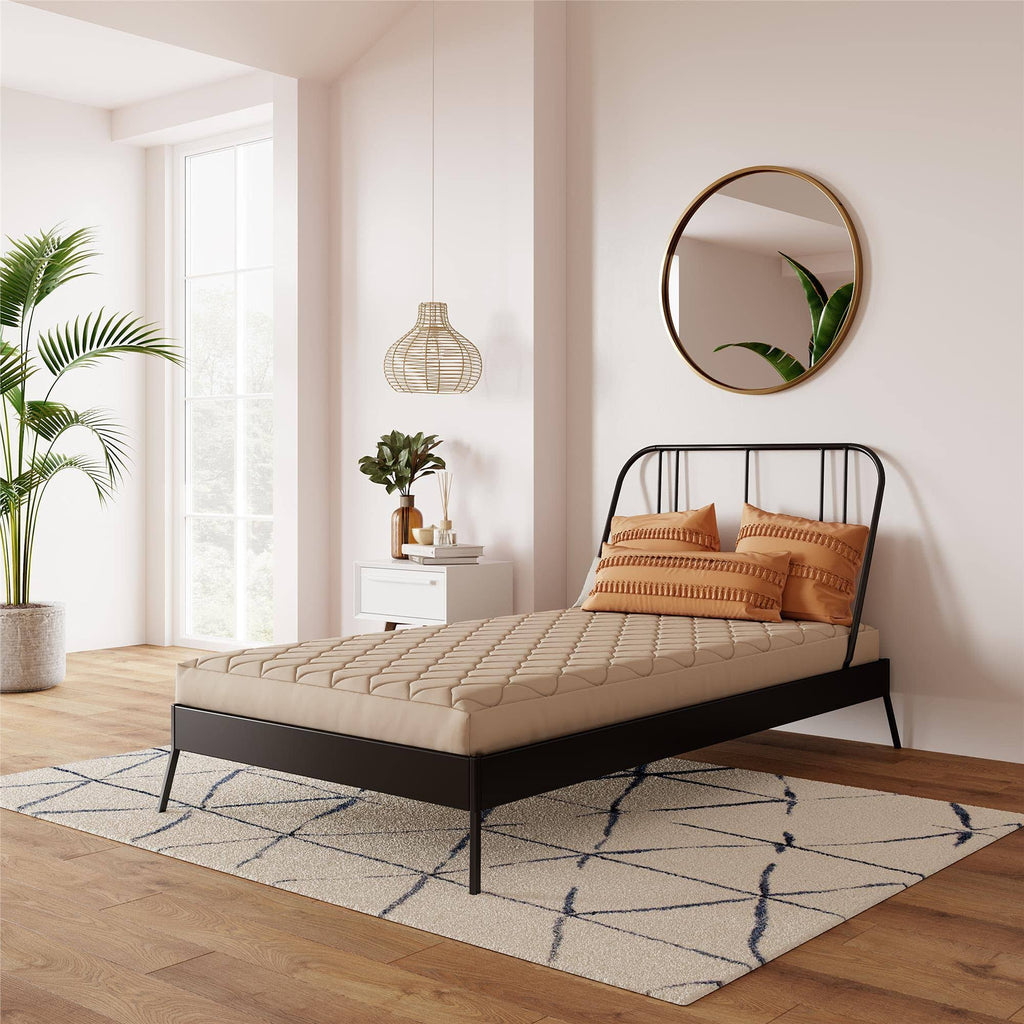 Quilted Twin Mattress with Removable Cover in Gray Y342770