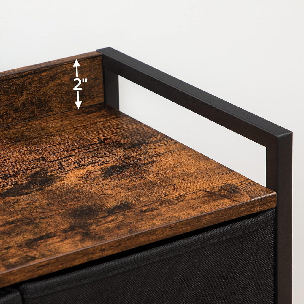 5 Drawer Dresser with Steel Frame and Wood Top R164364