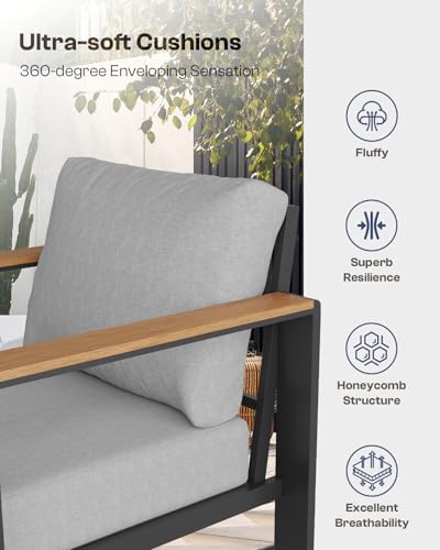 Aluminum 4 Piece Patio Furniture Set with Coffee Table S3782