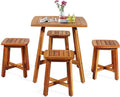 5 Piece Acacia Wood Patio Dining Furniture Set with 4 Stools U808