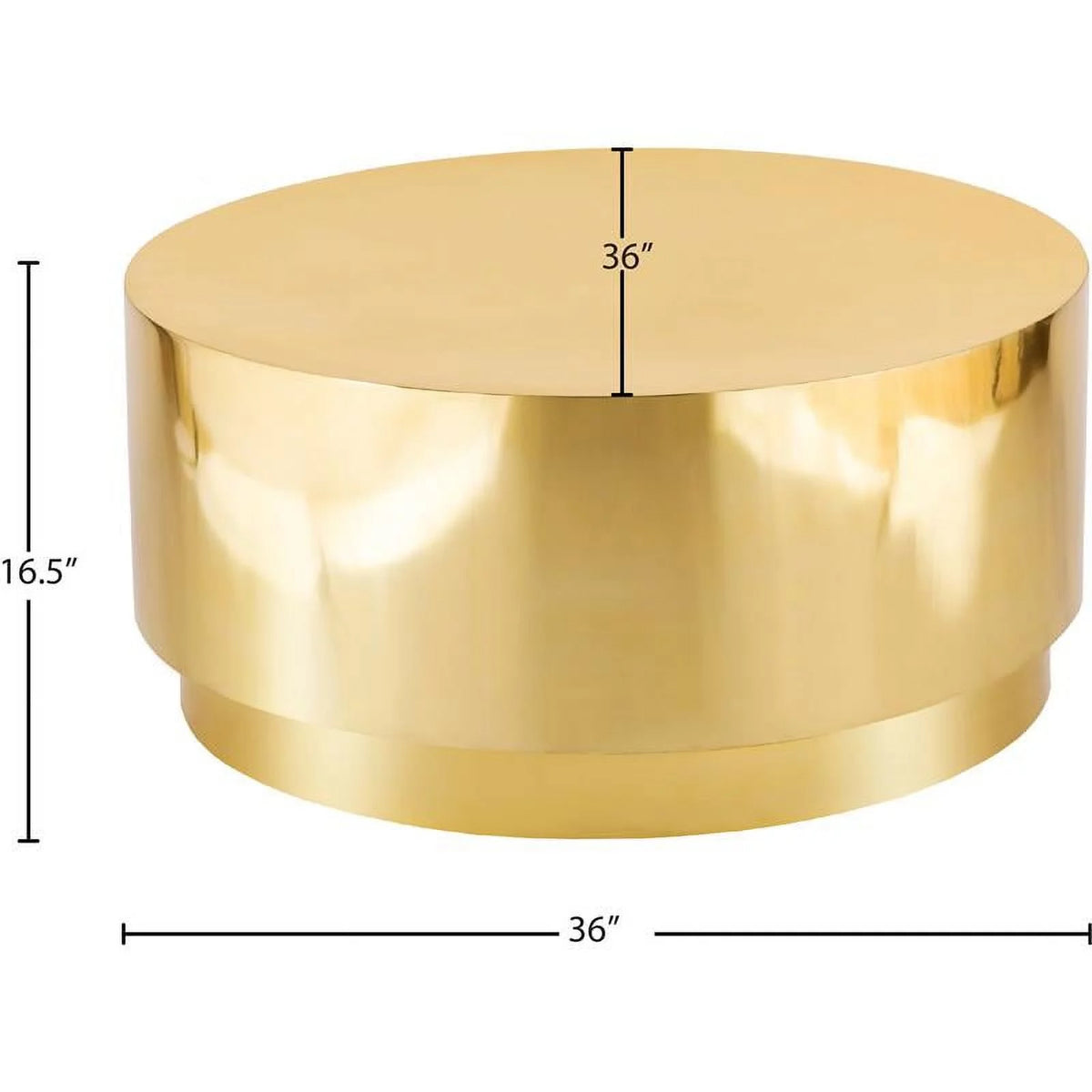 Gold Stainless Steel Drum Coffee Table V9085