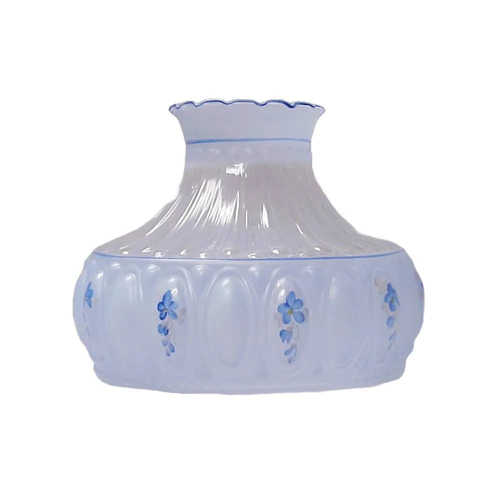 Cobalt Glass Non-Electric Oil Lamp with Blue Meadow Shade L29768