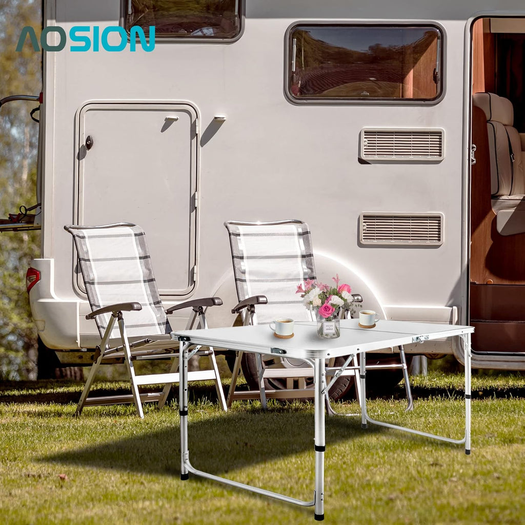 Folding Picnic Table, 4FT Aluminum Portable Table with Handle A9516